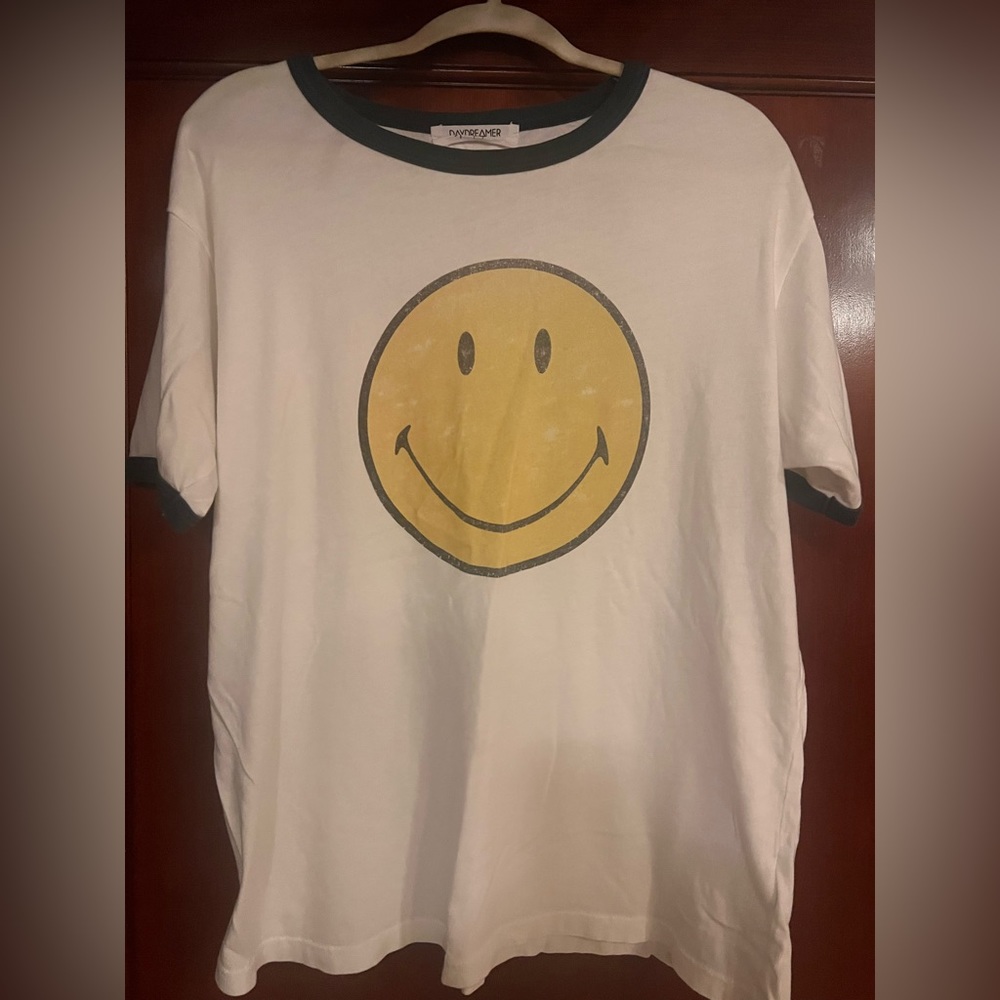 Free People x Daydreamer Retro Smiley Classic Ringer Tee. Size:Large